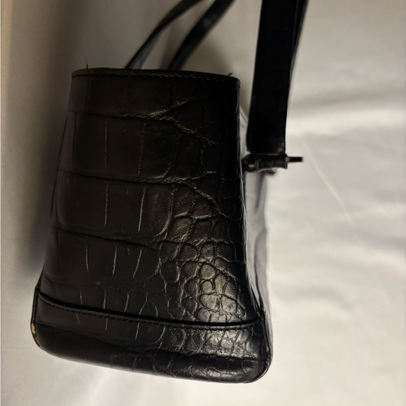 Monsac Leather Black Crocodile-Embossed Women's Tote - Picture 5 of 16